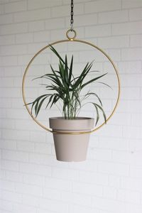 Pot de fleurs suspendu en fer doré pour plantes d'intérieur et d'extérieur, balcon, jardin, terrasse et décoration moderne de la maison - Product Image 4