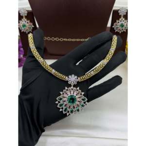 Indian Ethnic Premium Casual Hasli-<b>Gold</b> Plated Bridal Wedding Fine Jewelry <b>Set</b> for Women - Product Image 3