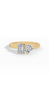 Anillo Premium Toi Et Moi con Corazón y Diamante Cultivado en Laboratorio con Corte Esmeralda, Oro de 14K, Venta al por Mayor, Fabricante y Proveedor de Joyería Fina OEM - Product Image 5