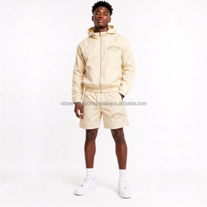 Ensemble coupe-vent pour homme, thermique, brodé, qualité supérieure, design personnalisé, logo streetwear, short et veste en polyester - Product Image 1