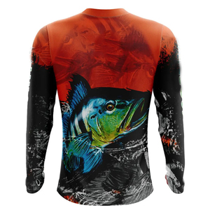 เสื้อแรชการ์ดแขนยาวผู้ชาย ระบายอากาศได้ดี ลายปลาหมึก สีดำ แห้งเร็ว ผลิตจากโพลีเอสเตอร์/คอตตอน ป้องกันแสงแดด UPF 50+ เหมาะสำหรับตกปลาและกิจกรรมกลางแจ้ง - Product Image 6