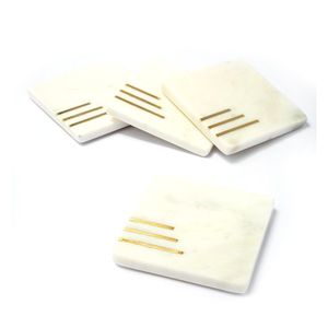 Round Marble Coasters – Stylish Dining Table Accessories Luxury Marble Coaster <b>Set</b> – Housewarming Gift Idea - Product Image 4