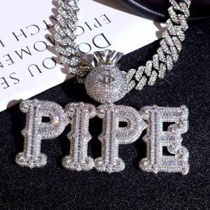 Pendentif Moissanite Iced Out Pimp en forme de sac d'argent, collier à maillons cubains, bijoux de luxe Hip Hop pour hommes - Product Image 5