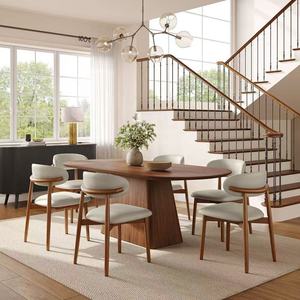 Mesa de Comedor Extensible Daystar Trade de Madera Maciza con Extremos Rectangulares y Base de Pedestal Ancha, Diseño Moderno para 4 Personas - Product Image 3