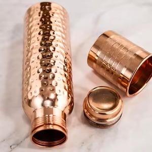Honeycomb Copper Water Bottle 1000ml Hammered Design Portable Travel <b>Drinkware</b> Modern Style With Lid - Product Image 5