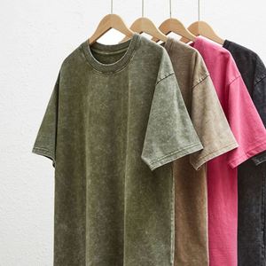 เสื้อยืดโอเวอร์ไซส์สไตล์ฮิปฮอปวินเทจสำหรับผู้ชาย ผ้าคอตตอน 100% หนานุ่ม ทรงหลวมไหล่ตก สตรีทแวร์  รับสกรีนลาย - Product Image 1