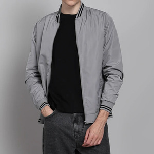 Blouson bomber pour homme, couleur unie, fermeture éclair, vêtement décontracté pour l'automne, coupe-vent, matière polyester, col rabattable - Product Image 6