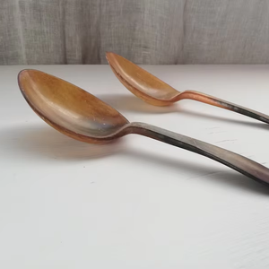 Cuillère à dîner en corne de buffle écologique, couleur naturelle, article de couverts pour fêtes, cuillère à corne - Product Image 1