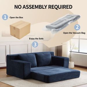 Modern <b>Small</b> Corduroy Loveseat <b>Sofa</b> Comfortable Deep Seat Bed for <b>Bedroom</b> & Living Room with Reversible Cushion Pill - Product Image 6