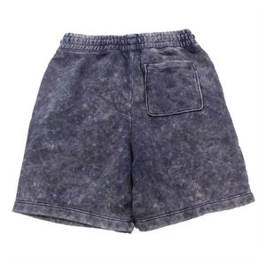 Shorts décontractés confortables pour hommes, effet délavé, design uni, toutes tailles, style urbain, tissu en toile, séchage rapide, respirant, 100% coton - Product Image 4