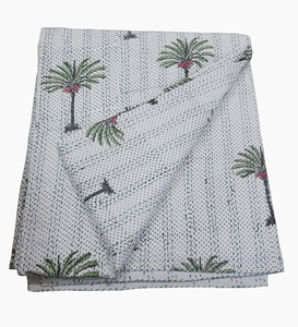 Cotton <b>Quilt</b> Set Palm Tree Pattern <b>Quilting</b> Simple Style All-Season Home Use Folded Design - Product Image 5
