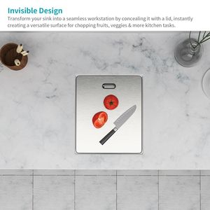 อ่างล้างจานครัวสแตนเลสแบบฝังใต้เคาน์เตอร์ ขนาด 15 นิ้ว 1 ช่อง หนา 16 เกจ พร้อมก๊อกน้ำพับได้ ขนาด 15*17 นิ้ว - Product Image 5