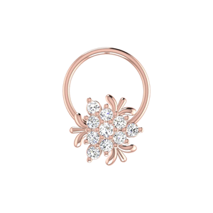 Piercing de nez en diamant naturel de 0,09 carat - Or 14 carats - Coupe brillante ronde - Design floral - Style ethnique - Couleur HI - Pureté VS-SI - Product Image 2