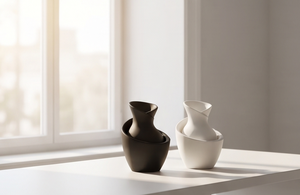 Juego de Decoración Escultural Artística Contemporánea Minimalista en Blanco y Negro con Textura de Jarrón, Venta al por Mayor - Product Image 2