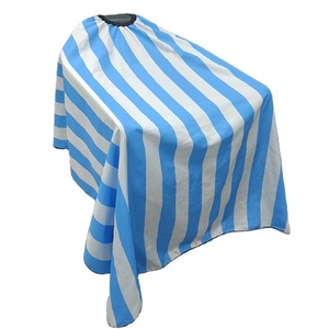 Bata de Barbero Impermeable de Poliéster con Rayas Azules y Blancas, con Detección de Agujas y Fusión sin Costuras, Unisex - Product Image 1
