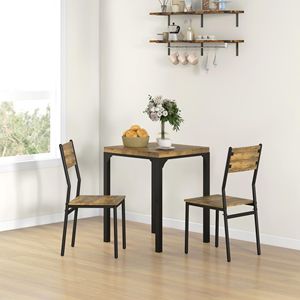 Set da Pranzo Rustico Marrone Estensibile in 3 Pezzi per Piccoli Spazi, Ideale per Angolo Colazione in Appartamento, Salvaspazio - Product Image 2