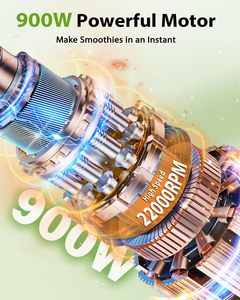Licuadora para Smoothies, Licuadora y Molinillo Personal de 900W, Preparador de Smoothies con 3 Vasos Portátiles Libres de BPA para Alimentos de Bebé - Product Image 2