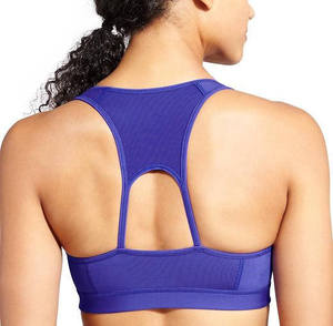 Ensemble de 2 soutiens-gorge de sport pour femme, col rond, dos nageur, couleur unie, maille respirante, Spandex Polyester, sans couture, extensible dans les quatre sens, fermeture avant - Product Image 2