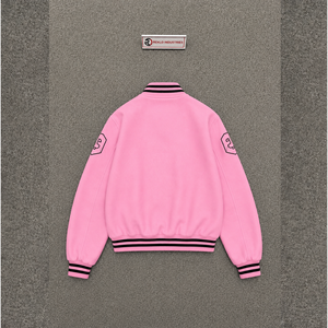 เสื้อแจ็คเก็ตวาร์ซิตี้สีชมพูสำหรับผู้ชาย สวมใส่สบาย ทรงปกติ ใส่ได้ทุกวัน เหมาะสำหรับฤดูหนาว ปกเสื้อพับได้ ติดกระดุมแถวเดียว ให้ความอบอุ่น เป็นมิตรต่อสิ่งแวดล้อม - Product Image 6