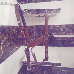Harnais de cheval en cuir noir réglable avec ferrures métalliques, mentonnière réglable et rembourrage en néoprène, fabriqué à Kanpur, Inde - Product Image 6