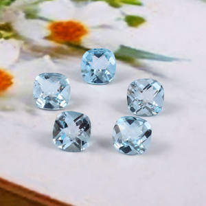 Topaze bleu ciel naturelle 16x16 mm, taille coussin, facettée, calibrée, pierre précieuse lâche, qualité AAA, dureté 6.5-7, fabriquée à la main en Inde - Product Image 5