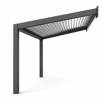 Pergola motorisée à lames orientables en alliage d'aluminium thermolaqué, avec capteur de pluie, LED, écologique, résistante au vent, pour jardin extérieur