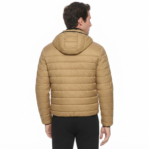 Veste matelassée à capuche pour homme, coupe-vent décontractée d'hiver, fermeture éclair sur le devant, couleur unie, coupe ajustée, rembourrage en polyester - Product Image 2
