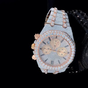 Reloj completamente cubierto de diamantes, estilo hip hop, reloj de plata de ley 925 maciza para la moda masculina. - Product Image 4