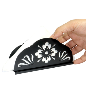 Porte-mouchoirs en métal sur pied, style vintage, 15,2 cm de longueur, organisateur de mouchoirs en métal noir, porte-serviettes en papier - Product Image 5