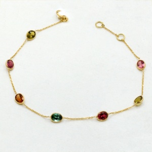 Comprar pulsera de piedras preciosas de turmalina multi real en oro amarillo de 18K pulsera hecha a mano para mujer venta al por mayor disponible - Product Image 1