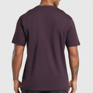 T-shirt en jersey à manches courtes et col rond pour homme, violet foncé, coupe classique, couleur unie, décontracté, personnalisable, pour le fitness, vente en gros, haute qualité - Product Image 2
