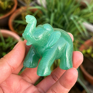 Green Aventurine <b>Elephant</b> Figurine Hand Carved Crystal <b>Elephant</b> Lucky Trunk Up Gemstone <b>Decor</b> 2 Inches - Product Image 3