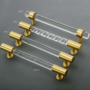 <b>Brass</b> Clear Acrylic Drawer Pulls Customizable Dresser <b>Knobs</b> Pulls Cabinet <b>Door</b> Handles Bathroom Handle Top Design - Product Image 2
