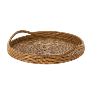 Handmade Rattan <b>Tray</b> Durable Wood Weaving Serving Platter for Home Staging Decorative Tabletop Accessory Art - Product Image 1