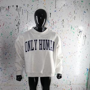 Sweat-shirt à col montant gris cendre ONLY HUMAN, broderie appliquée 100% noire, col large, fils fins - Product Image 5