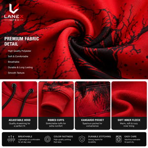 Sudadera con Capucha Personalizada 3D de Calabaza Roja de Halloween, Sudadera con Capucha Unisex Sublimada, Sudadera con Capucha de Poliéster de Estilo Gótico y Horror - Product Image 5