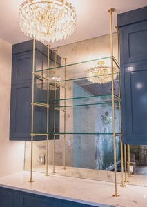 Modern Brass Wall <b>Shelf</b> Three Layer Rectangle Storage Rack Chrome Plated Metal Mounted Unit <b>Bathroom</b> Decor - Product Image 6