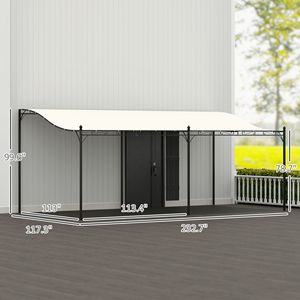 Pergola da Esterno 3x6m Bianco Crema con Tettoia in Metallo e Fori di Drenaggio per Villa, Cortile, Parco, Giardino - Product Image 3