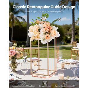 10 pièces de supports floraux rectangulaires en acrylique laminé doré de 15,75 pouces pour centres de table de mariage et décorations de table - Product Image 2