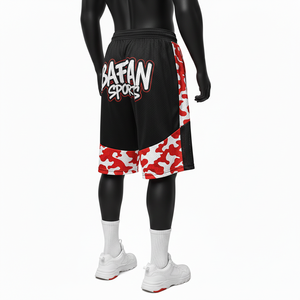 Men Athletic Polyester <b>Mesh</b> Shorts 180 GSM Lightweight Breathable Fabric Black Red Camo Panels Custom Workout <b>Mesh</b> men's shorts - Product Image 5