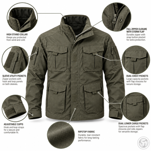 Chaqueta de Trabajo Táctica Ripstop Personalizada para Hombre, con Cierre, Múltiples Bolsillos, Transpirable y Resistente, para Exteriores y Seguridad, OEM - Product Image 4