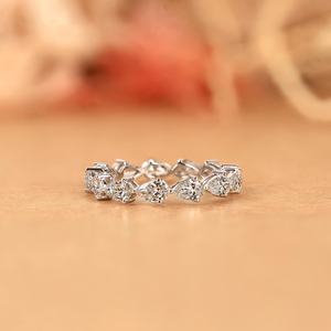 Marching Stone Pear Cut Moissanite Full <b>Eternity</b> Band <b>Ring</b> For Women's original 925 <b>Silver</b> You and Me Promise Gift For Partners - Product Image 2