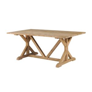 Table à manger rectangulaire en teck massif, fabriquée à la main, moderne, écologique, imperméable, finition naturelle, mobilier de patio - Product Image 6