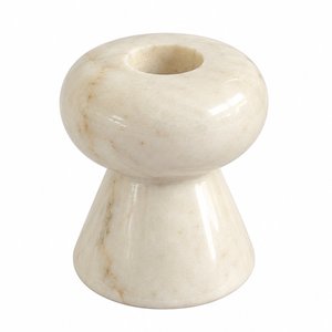 Porte-bougie sculptural en marbre blanc en forme de champignon, support à bougie conique, décoration moderne en marbre, centre de table en pierre - Product Image 1