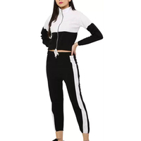 Setelan Olahraga Wanita 2 Pcs Bordir Huruf, Warna Pink Mengkilap, Model Slim Straight, Celana Sweatpants, Streetwear