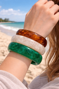 Brazaletes Redondos Grandes de Resina, Superficie Lisa, Color Sólido Brillante, Accesorio de Joyería de Moda para Aniversarios - Product Image 5