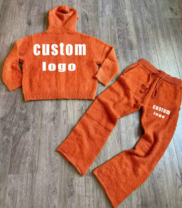 Fully Customizable Men Mohair Tracksuit Set 2 Piece Sweatshirt and Sweatpants Winter Hoodies Sweat Suits Premium Knit Tracksuit - Product Image 5