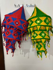 Handmade Fabric <b>Lamp</b> Colorful Bohemian Hanging <b>Lantern</b> Decorative Festival Tent Style Wall Hanging Garden Chandelier Ethnic Home - Product Image 2