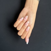 Faux ongles à presser ovales roses faits main avec nœud français, ongles en gelée blanc laiteux à coller, réutilisables et ajustables sur mesure