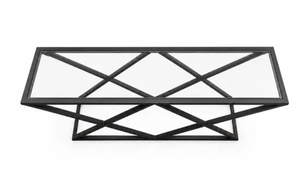 Modern Metal Coffee <b>Table</b> Base Glass Top <b>Side</b> <b>Table</b> Frame <b>Black</b> Iron Pedestal Stand for Living Room - Product Image 6